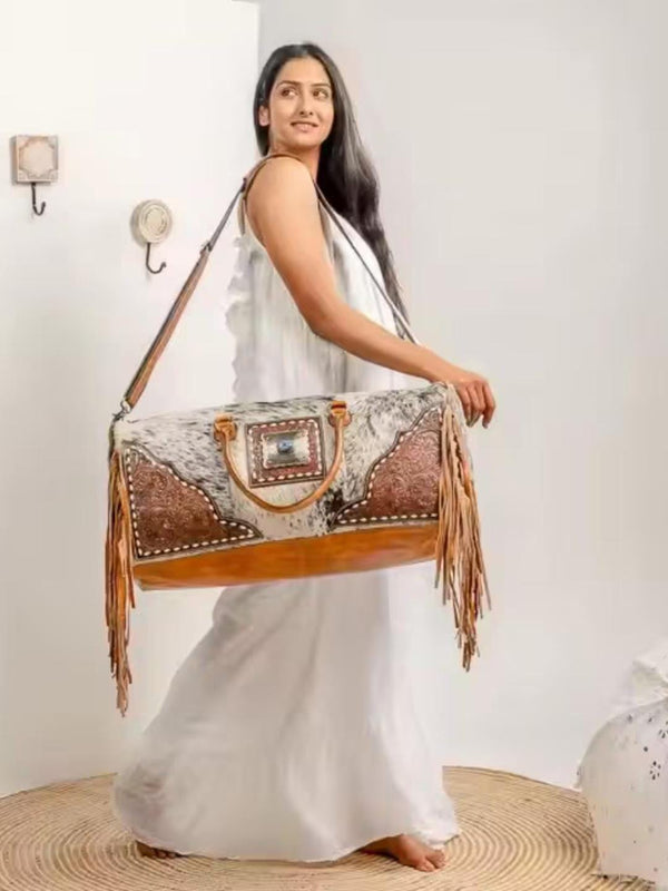 Hairon Leather Duffle Bag | Western Flair & Everyday Travel Function