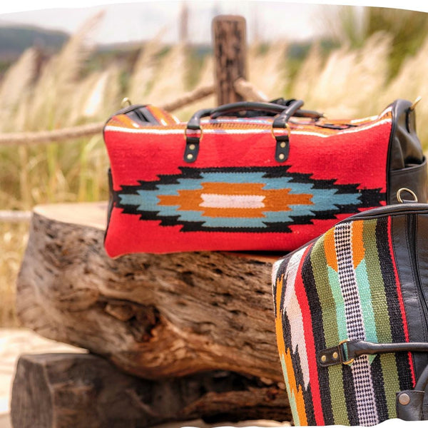 Ya Qalbi Vintage Carpet & Leather Duffle Bag | Large Weekender & Travel Bag for Men & Women