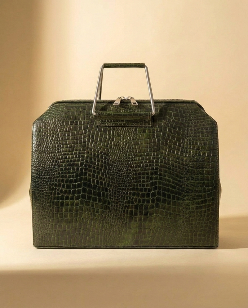 Premium croc-pattern leather laptop bag unisex by Ya Qalbi