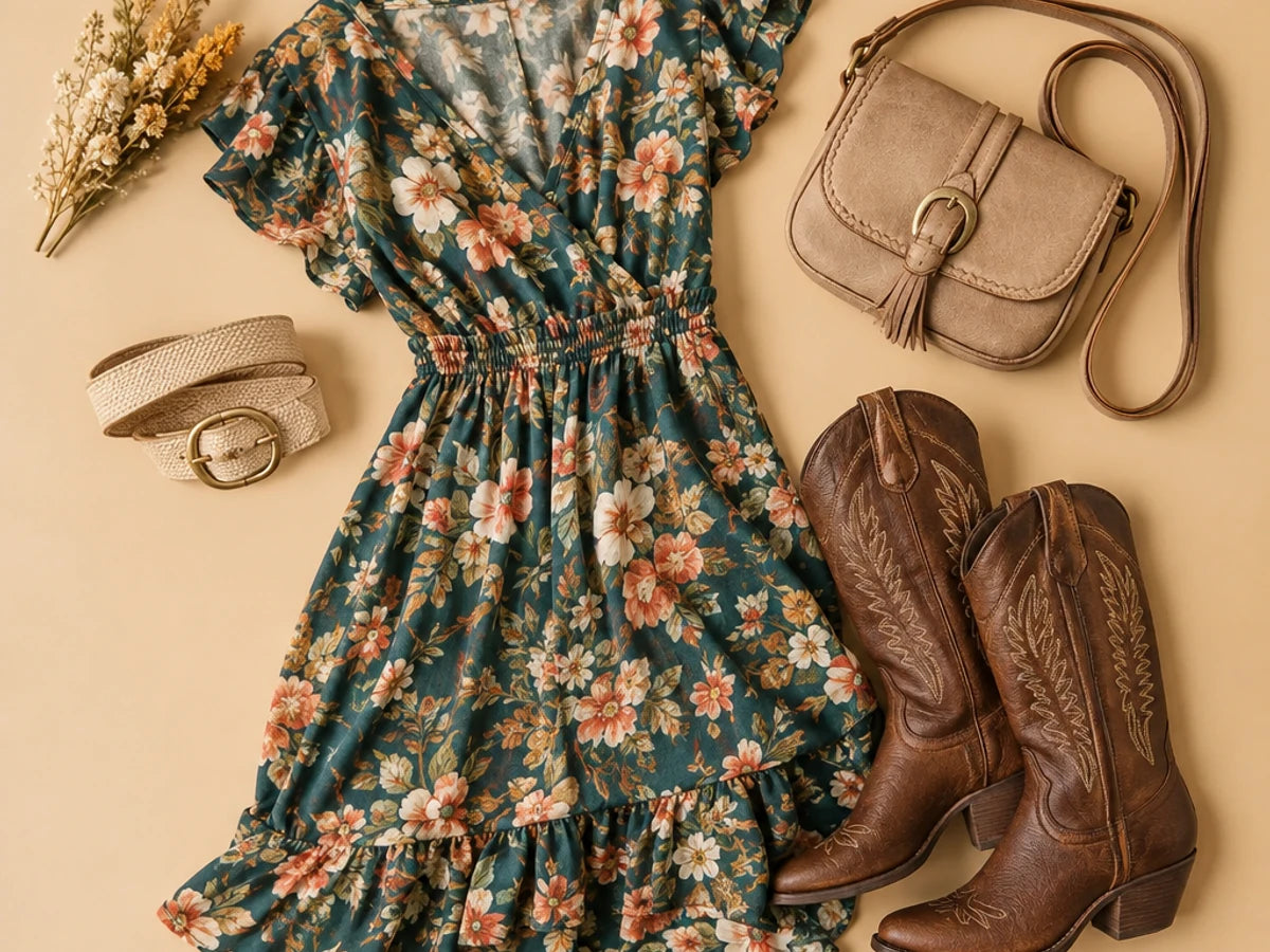 Dresses to Wear with Cowboy Boots, and the Belt and Bag to Finish the Look