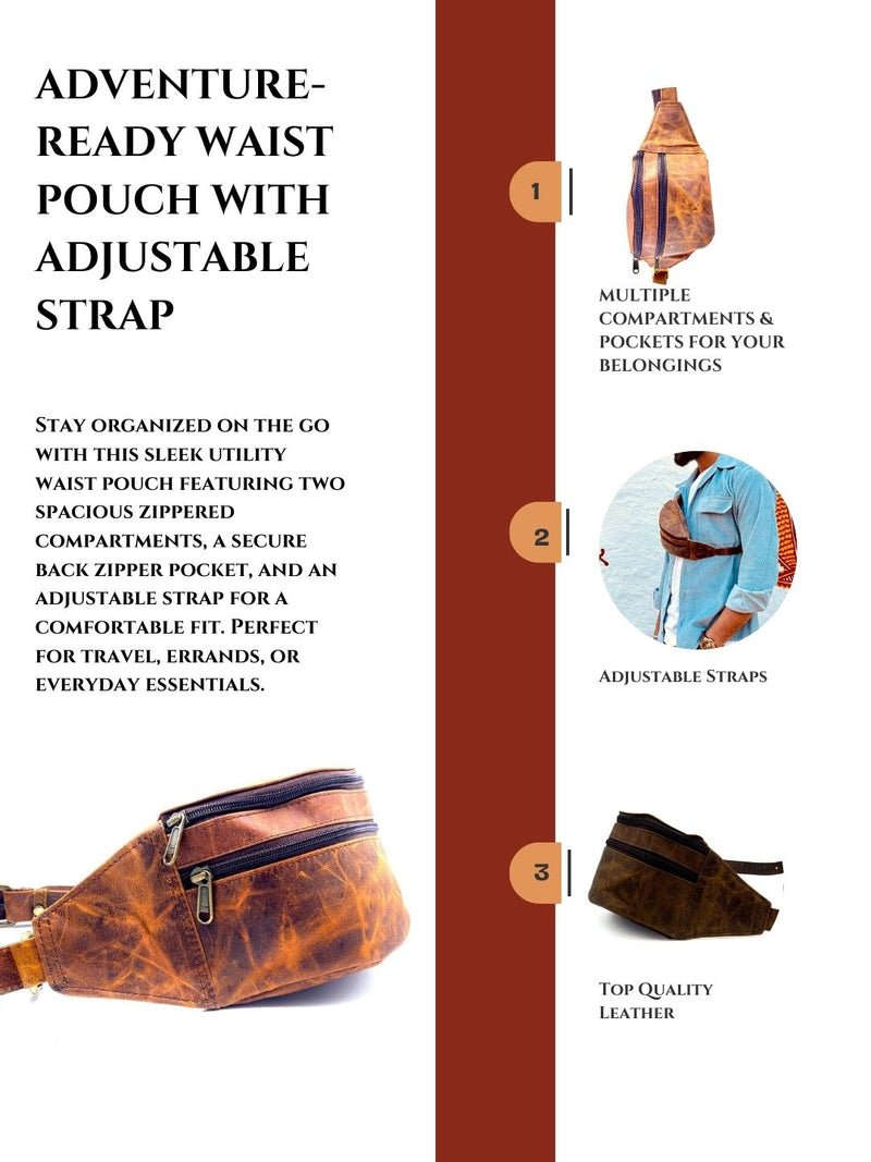 Bohemian leather belt bag hands-free style by Ya Qalbi