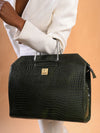 Premium green croc leather office bag by Ya Qalbi