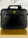 Black genuine leather laptop bag for office by Ya Qalbi