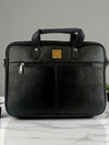 Genuine black leather work bag interior by Ya Qalbi