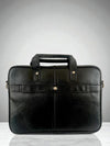 Handcrafted black leather laptop messenger by Ya Qalbi