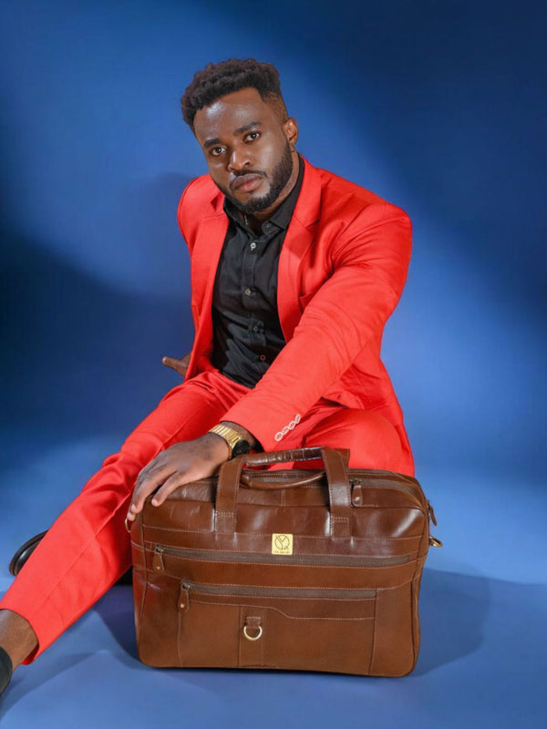 Rich Brown Full Grain Leather Laptop Bag – Padded Laptop Compartment & Multiple Organizers | Ya Qalbi