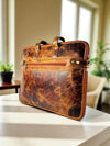 Tan Full Grain Leather Laptop Bag – Expandable & Padded Laptop Compartment | Ya Qalbi