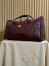 Ya Qalbi Maroon Crocodile Texture Genuine Leather Weekender Bag – The Ultimate Travel Duffle for Men & Women