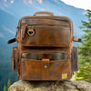 Brown leather backpackfor travel