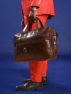 Chocolate Brown Leather Laptop Briefcase: Monogrammed Work Bag