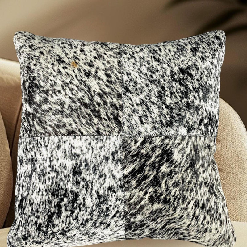 Cowhide Pillow Cover: Patchwork Leather Accent Pillow, 46cm