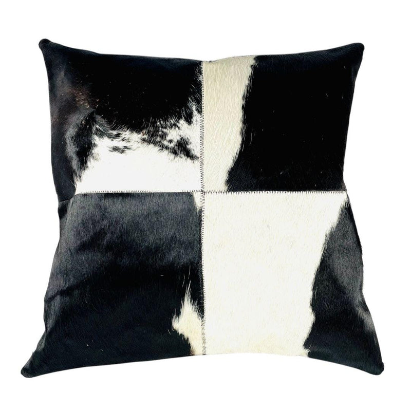 Cowhide Pillow Cover: Genuine Leather Patchwork Cushion, 46x46cm