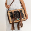 Western leather tote with sunflower carving styled by Ya Qalbi