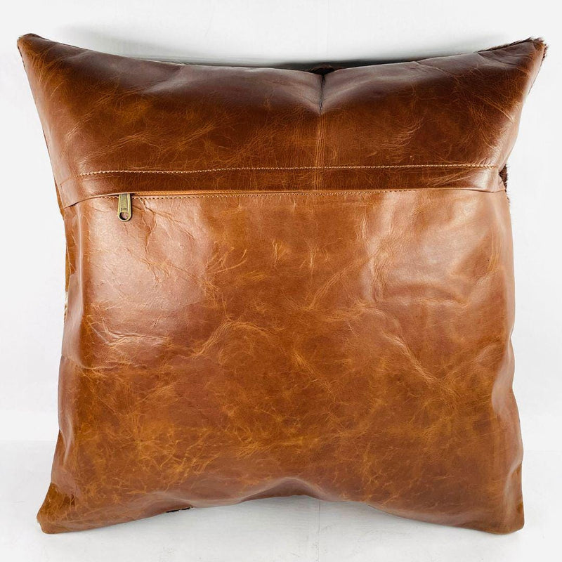 Cowhide Pillow Cover: Patchwork Leather Accent Pillow, 46cm