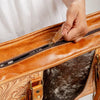 Handcrafted Tooled Leather Cowhide Tote | Western Floral Bag