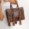 Handmade Cowhide Sunflower Leather Tote | Tooled Leather Western Purse