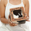 Cowhide Jewelry Box – Tooled Leather Trim, Travel Case