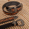 Handmade unisex cowboy belt with solid brass designer western buckle