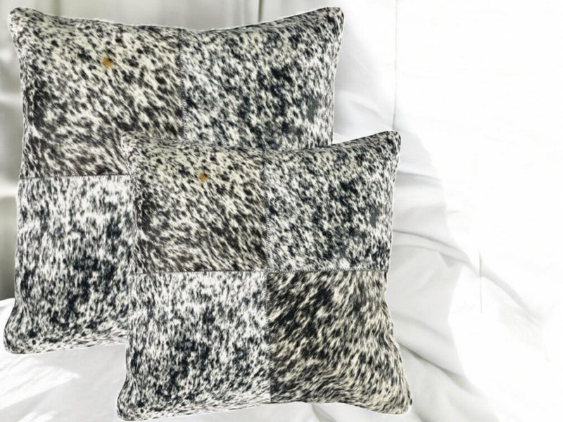 Cowhide Pillow Cover: Patchwork Leather Accent Pillow, 46cm