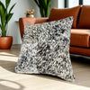 Cowhide Leather Cushion Cover, Black & White Patchwork, Home Decor