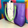 Colorful Leather Tote Bag: Bohemian Hair-On Detail