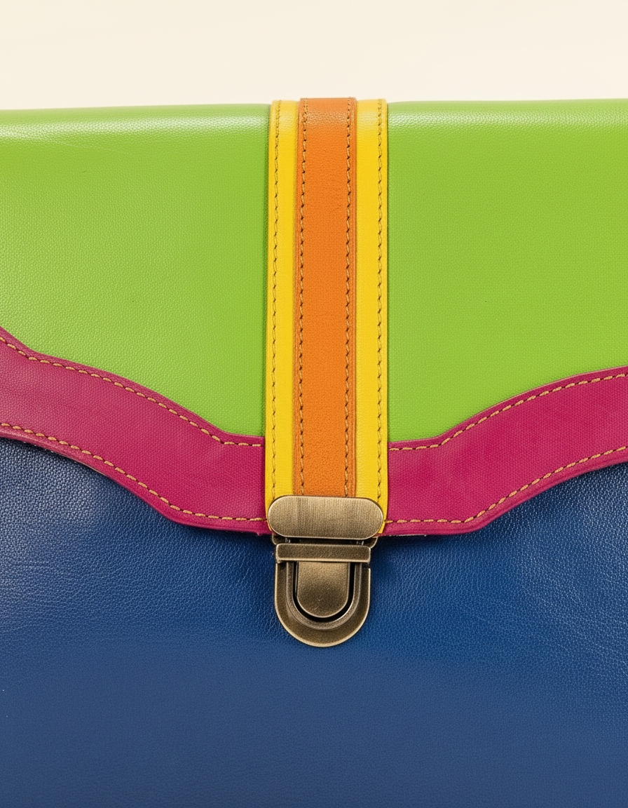 Wave flap crossbody push-lock detail