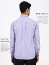 Classic Men’s Solid Blue Shirt | Tailored Fit with Striped French Cuffs