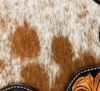 Western round leather sling bag detail by Ya Qalbi