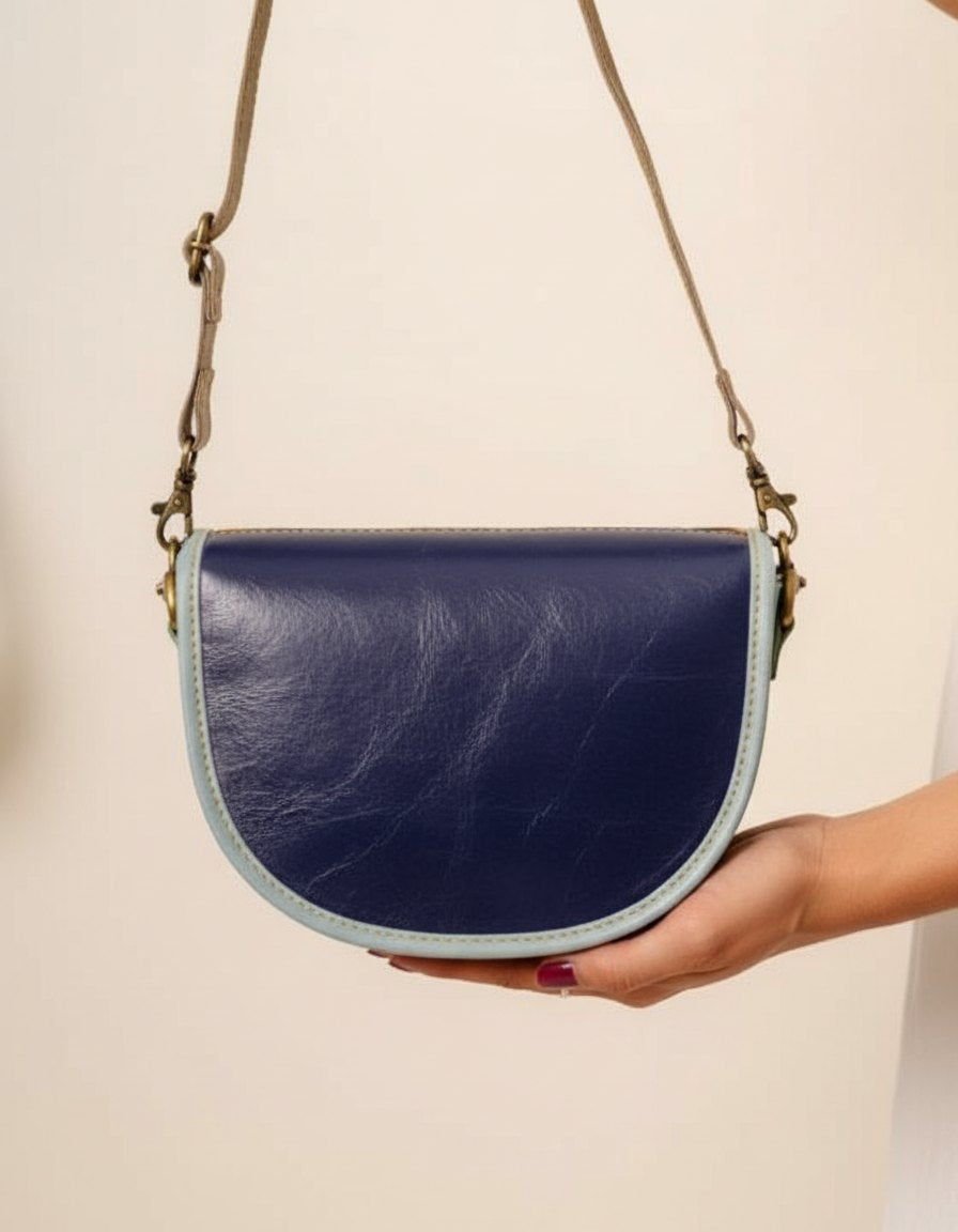 One-of-one hair-on flap saddle bag, leopard flap saddle green pink colourway (cowhide)