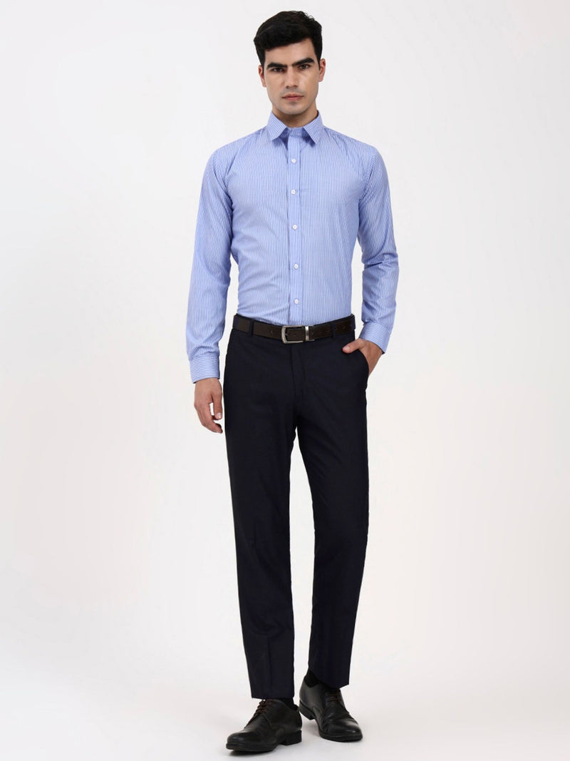 Men’s Blue Pinstripe Office Shirt | Tailored Fit for Work & Special Occasions