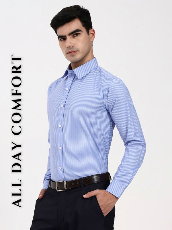 Men’s Blue Thin Stripe Office Shirt | Tailored Fit Formal & Occasion Wear