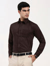 Men’s Brown Formal Shirt | Tailored Fit Cotton-Satin for Office & Occasions