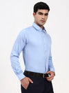 Men’s Classic Light Blue Cotton-Satin Formal Shirt | Tailored Professional Style