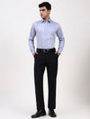 Men’s Designer Sky Blue Formal Shirt | Solid Cotton-Satin Tailored Fit