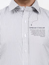 Men’s Elegant Grey Striped Cotton Shirt | Tailored Fit for Office & Events