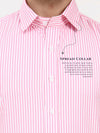 Men’s Elegant Pink Striped Cotton Shirt | Tailored French Cuff Office Wear
