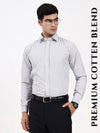 Men’s Grey Striped Cotton Formal Shirt | Tailored Elegant for Office & Events