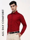 Men’s Maroon Cotton-Satin Formal Shirt | Tailored Fit Office & Occasion Wear