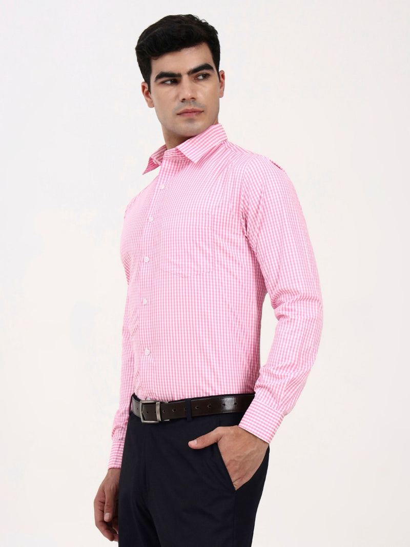 Men’s Pink Checked Shirt | Tailored Fit Classic Pattern Workwear