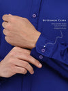 Men’s Premium Blue Cotton-Satin Shirt | Tailored Office & Event Wear