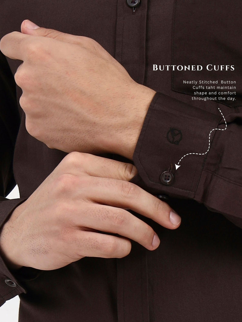Men’s Premium Brown Cotton-Satin Shirt | Tailored Office & Event Wear