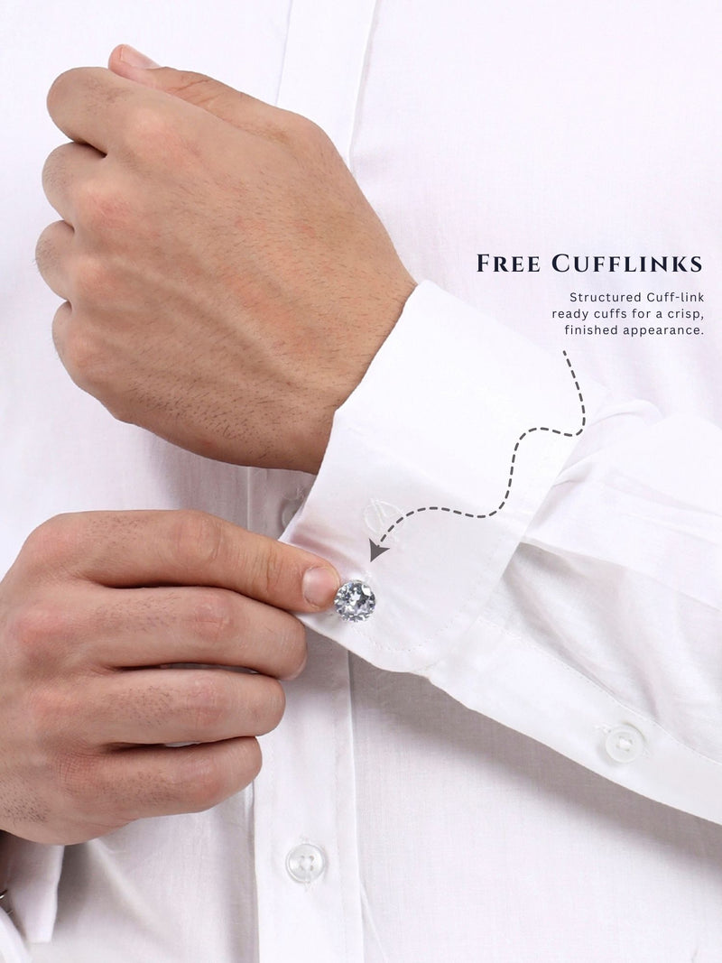 Men’s Premium Cotton-Satin Tailored Shirt | Solid Formal Wear with French Cuffs