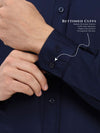Men’s Premium Dark Blue Cotton-Satin Shirt | Tailored Office & Event Wear