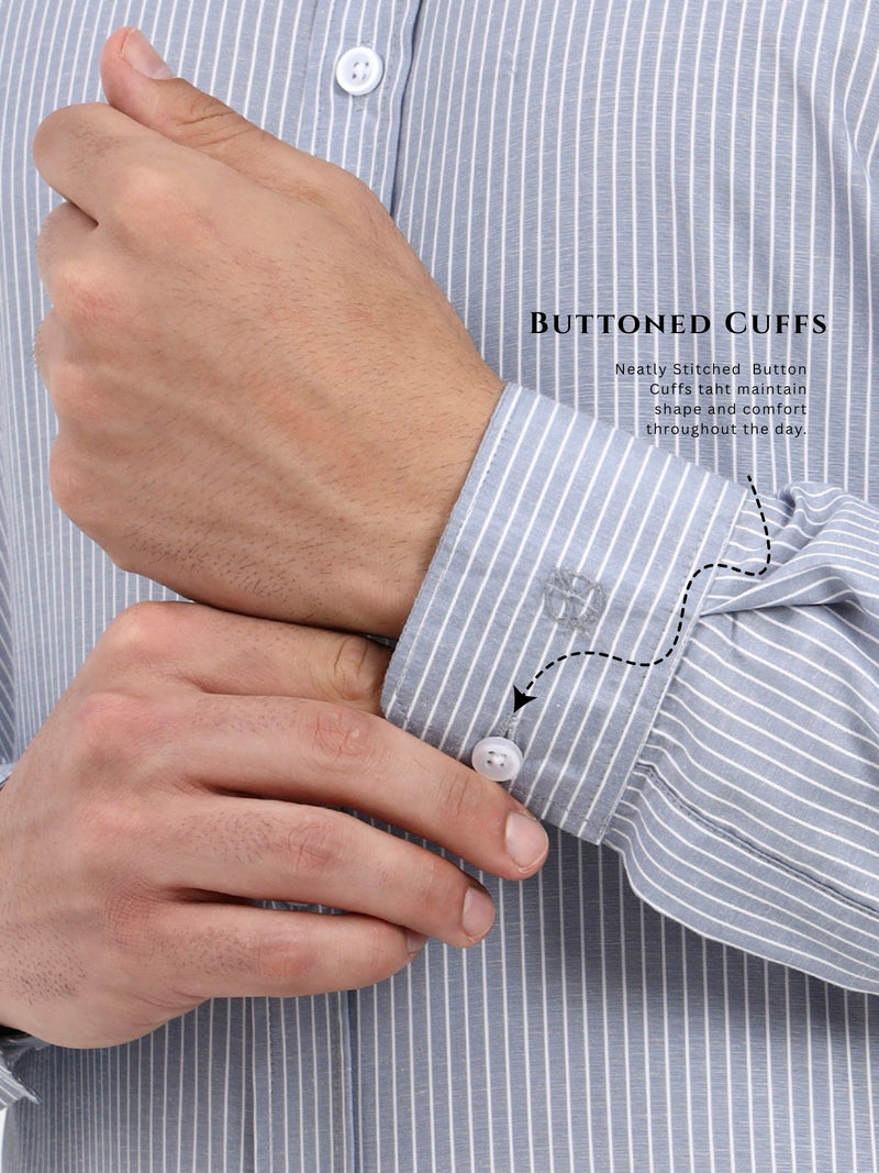 Men’s Premium Grey Thin Stripe Shirt | Tailored Office Essential