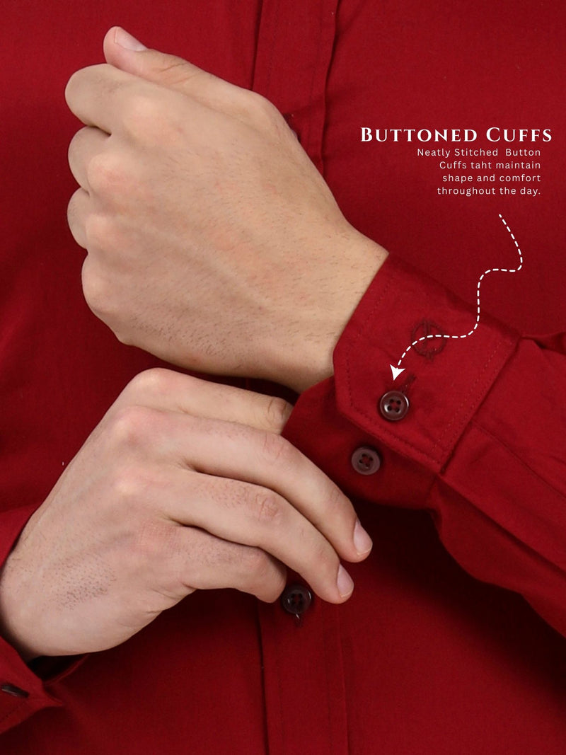 Men’s Premium Maroon Cotton-Satin Shirt | Tailored Office & Event Wear