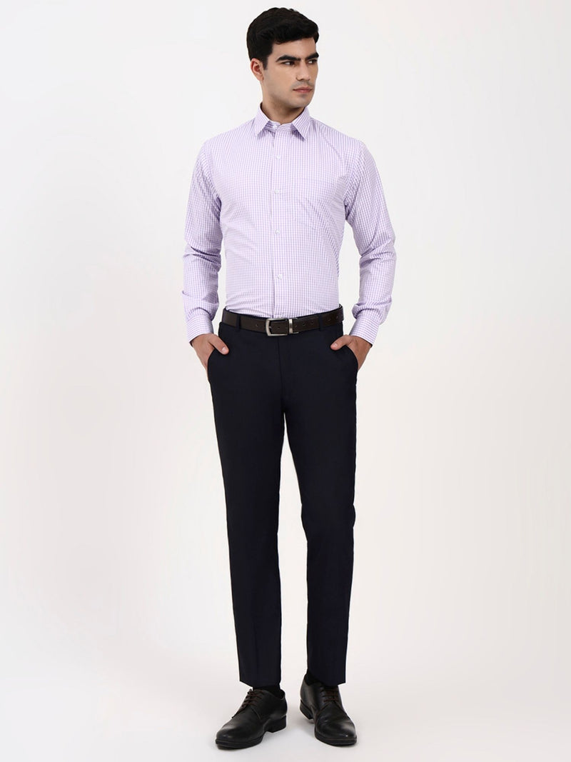 Men’s Purple Gingham Cotton Shirt | Tailored Fit Smart Office & Casual Style