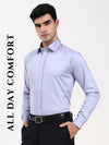 Men’s Sky Blue Cotton-Satin Formal Shirt | Tailored Fit Office & Occasion Wear
