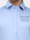 Men’s Solid Light Blue Formal Shirt | Cotton-Satin Blend Tailored Elegance