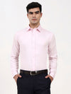 Men’s Solid Pastel Pink Formal Shirt | Cotton-Satin Blend Tailored Elegance