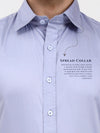 Men’s Solid Sky Blue Formal Shirt | Cotton-Satin Blend Tailored Elegance